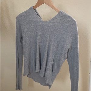 Brandy Melville grey waffle cropped thin hoodie